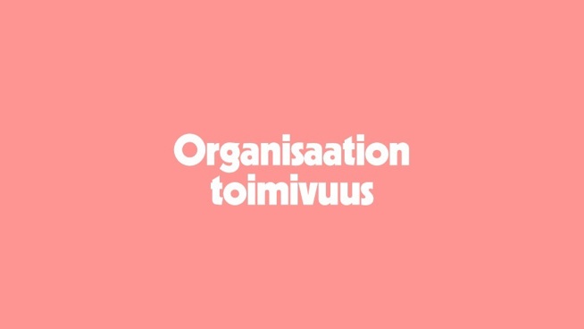 Organisaation toimivuus.